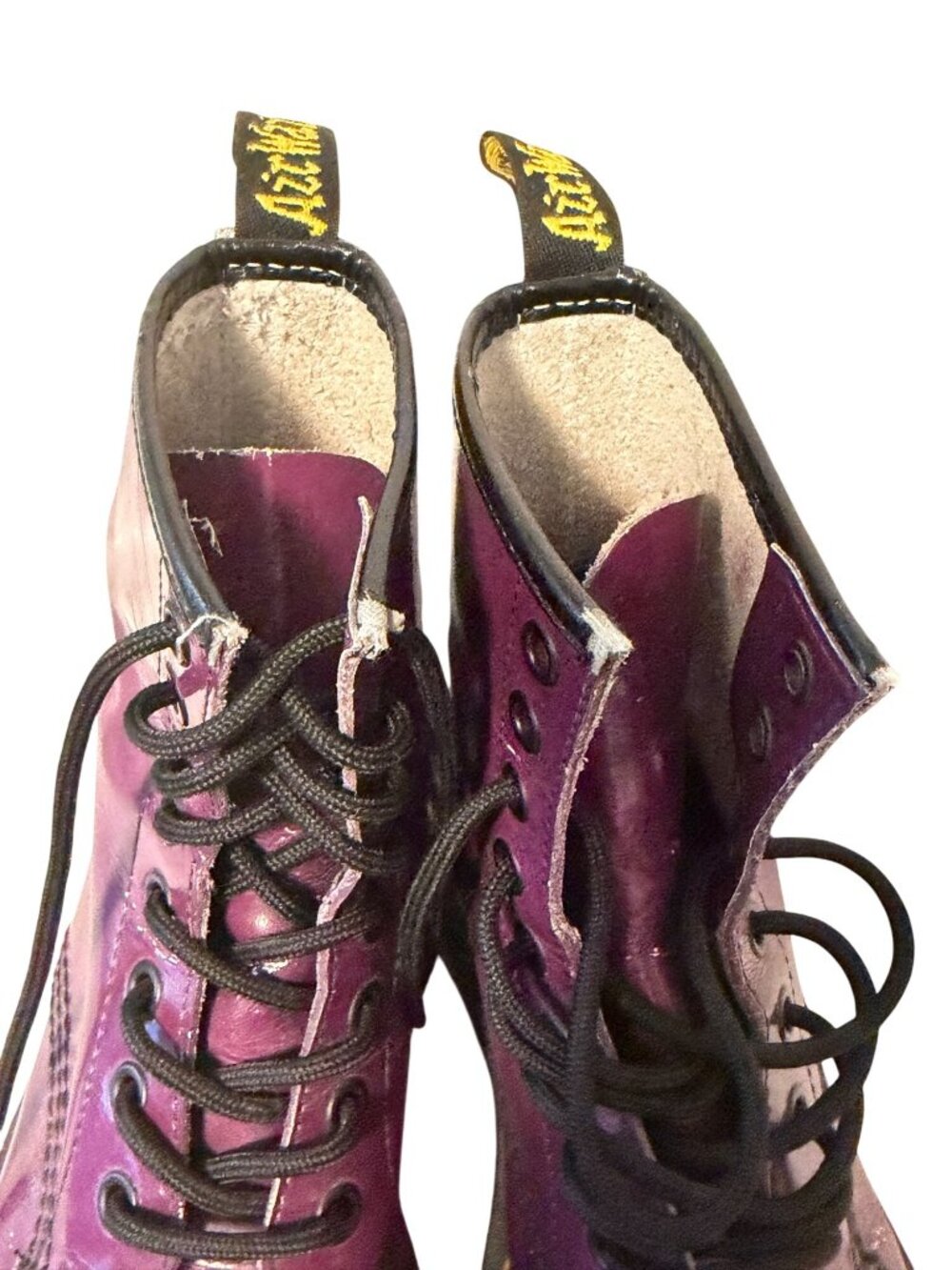 Dr. Martens Purple Patent Combat Boots Womens Size 5 Lace-Up Leather Durable Sol - Picture 8 of 8